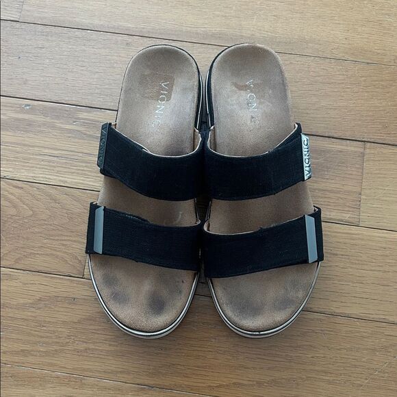 Vionic Brandie Slide Black Sandals Women Size 7.5 Double Strap Buckle Slides - Picture 4 of 12